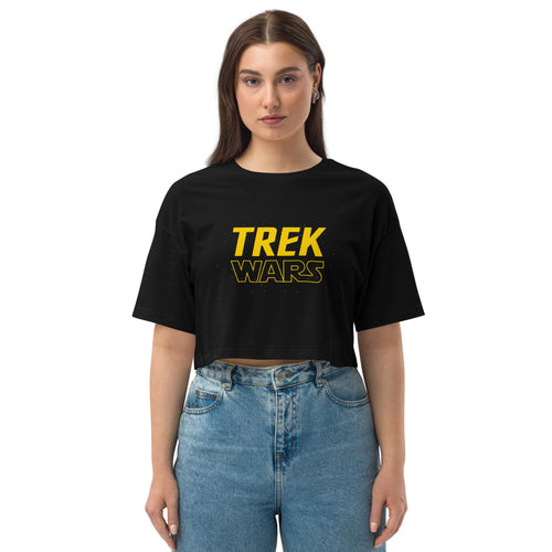 Trek Wars (Star Trek/Star Wars Mashup) loose drop shoulder crop top